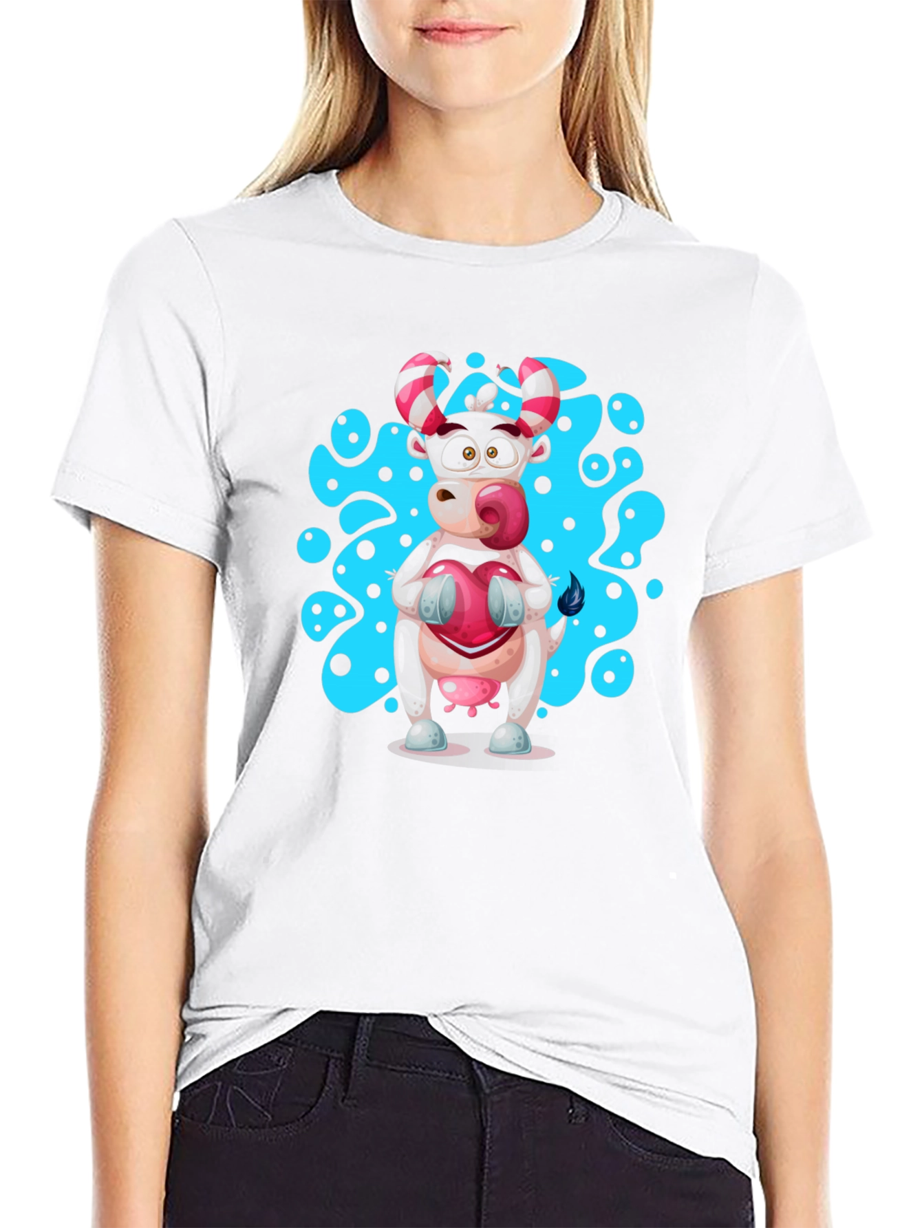 Cartoon Cow T-Shirt - Novelty Graphic Tee