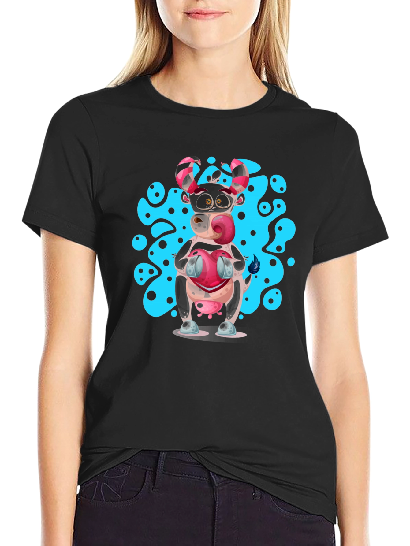 Cartoon Cow T-Shirt - Novelty Graphic Tee