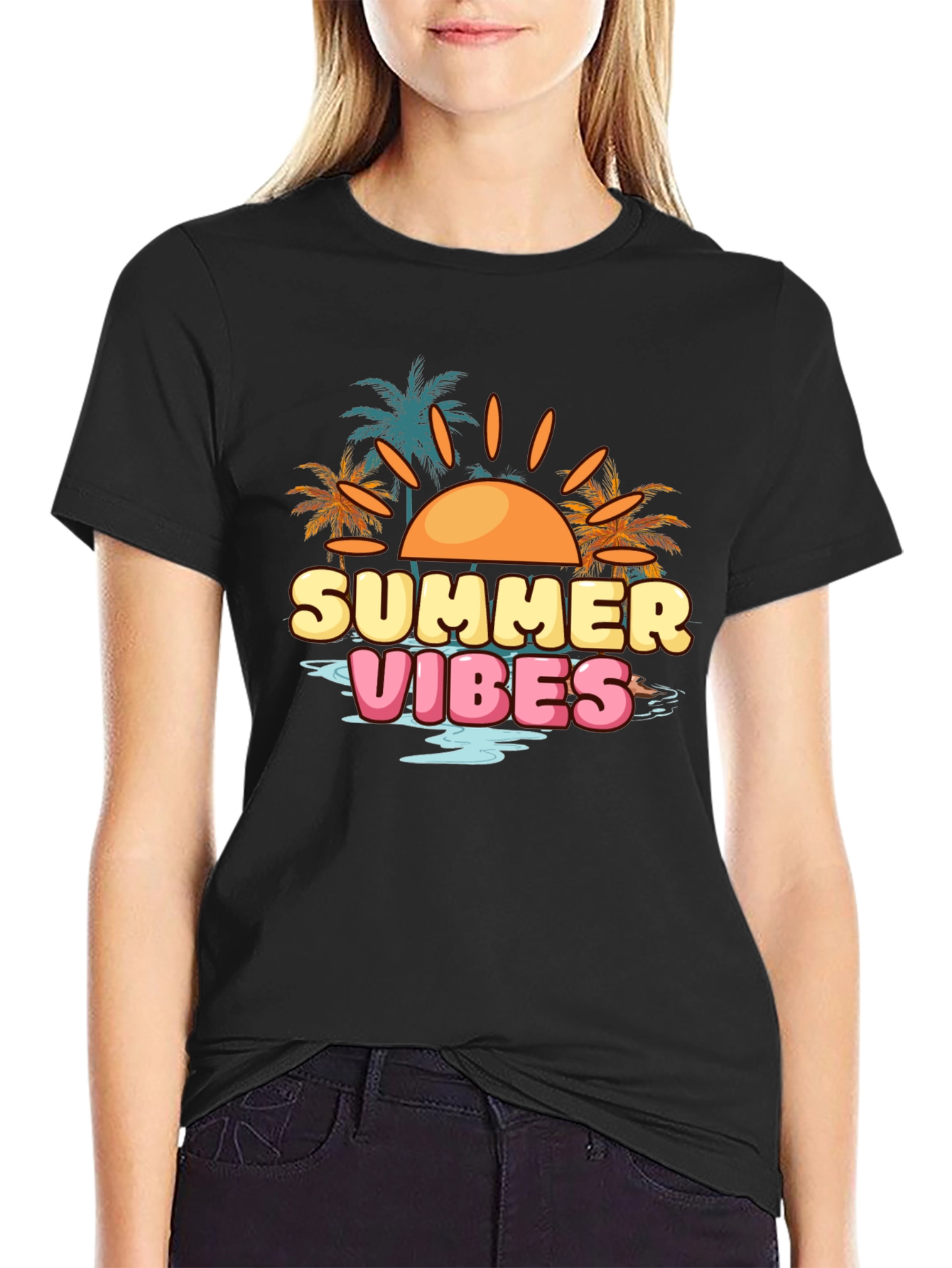 Summer Vibes Graphic Tee - Black T-Shirt