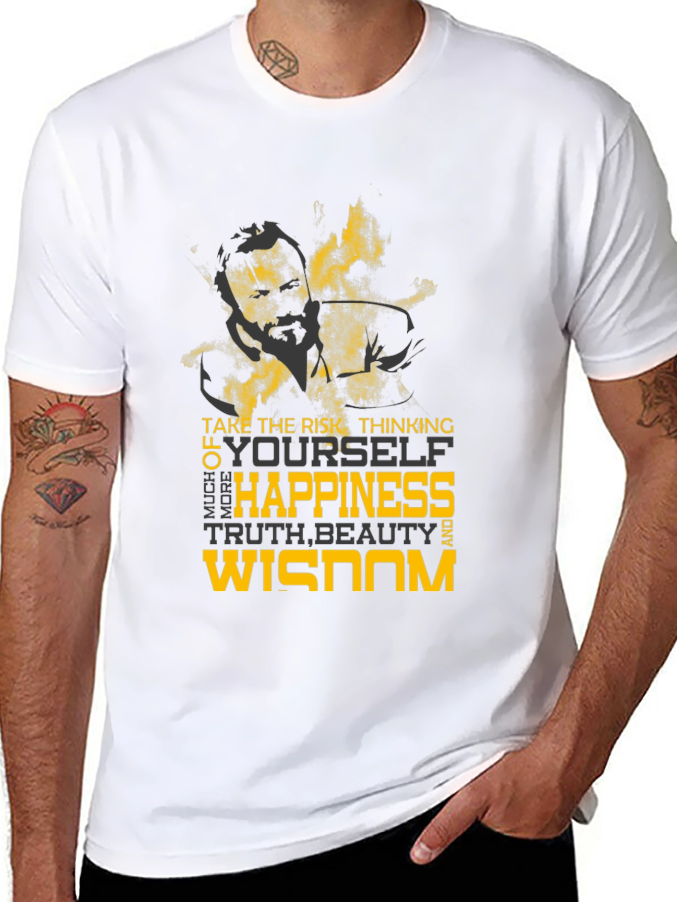 Motivational Graphic Tee - Risk Happiness Wisdom