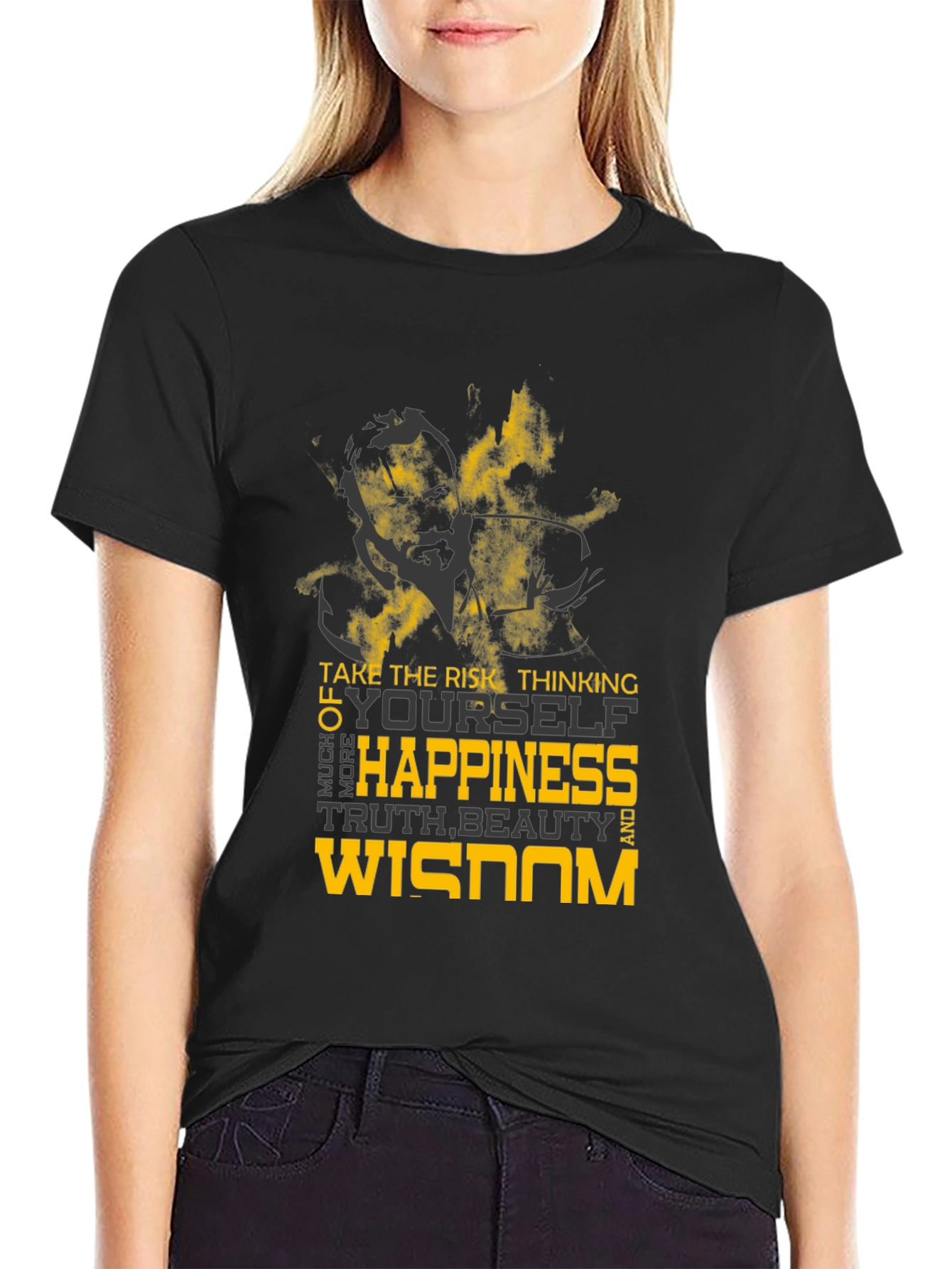 Motivational Graphic Tee - Risk Happiness Wisdom