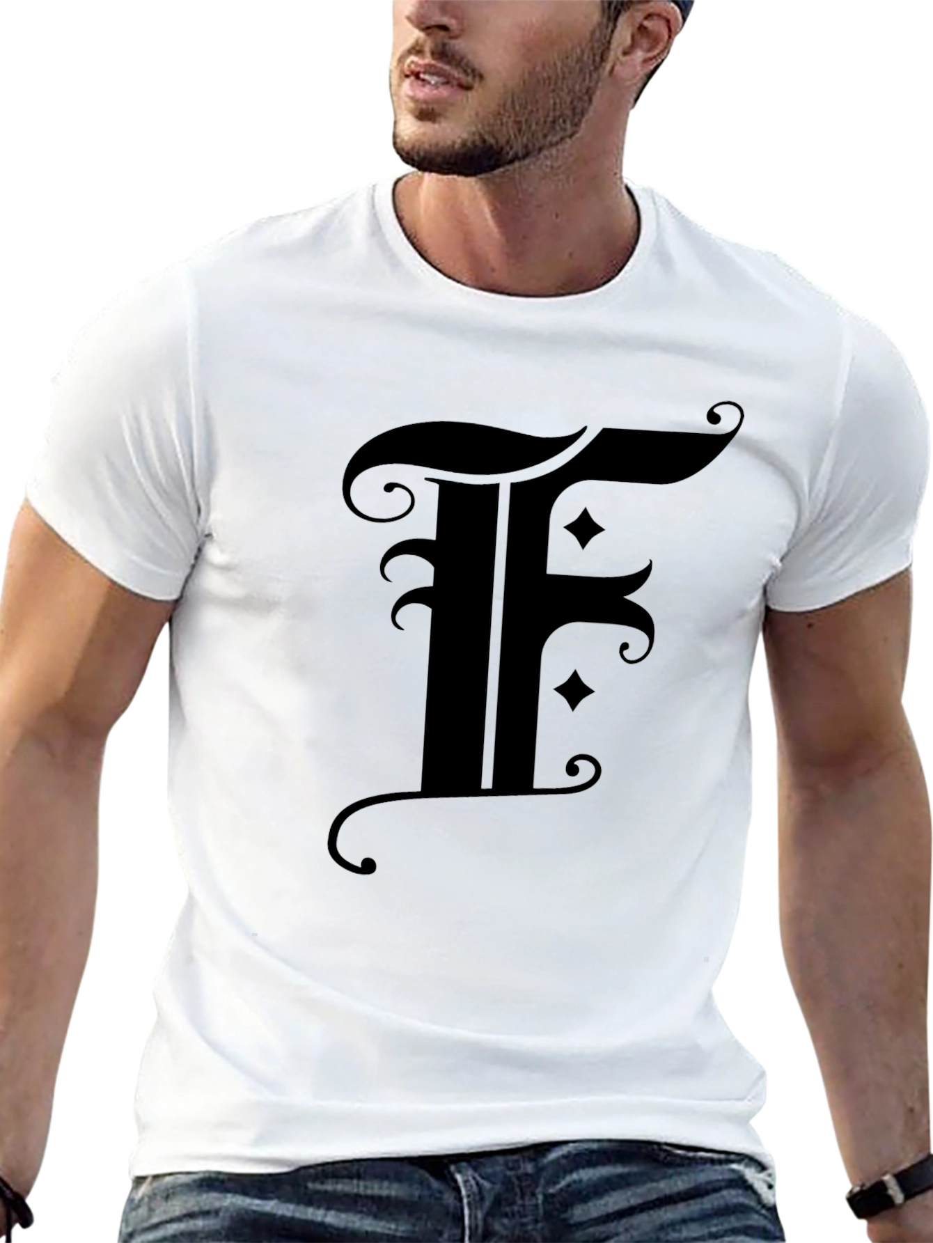 Gothic Initial F Black T-Shirt