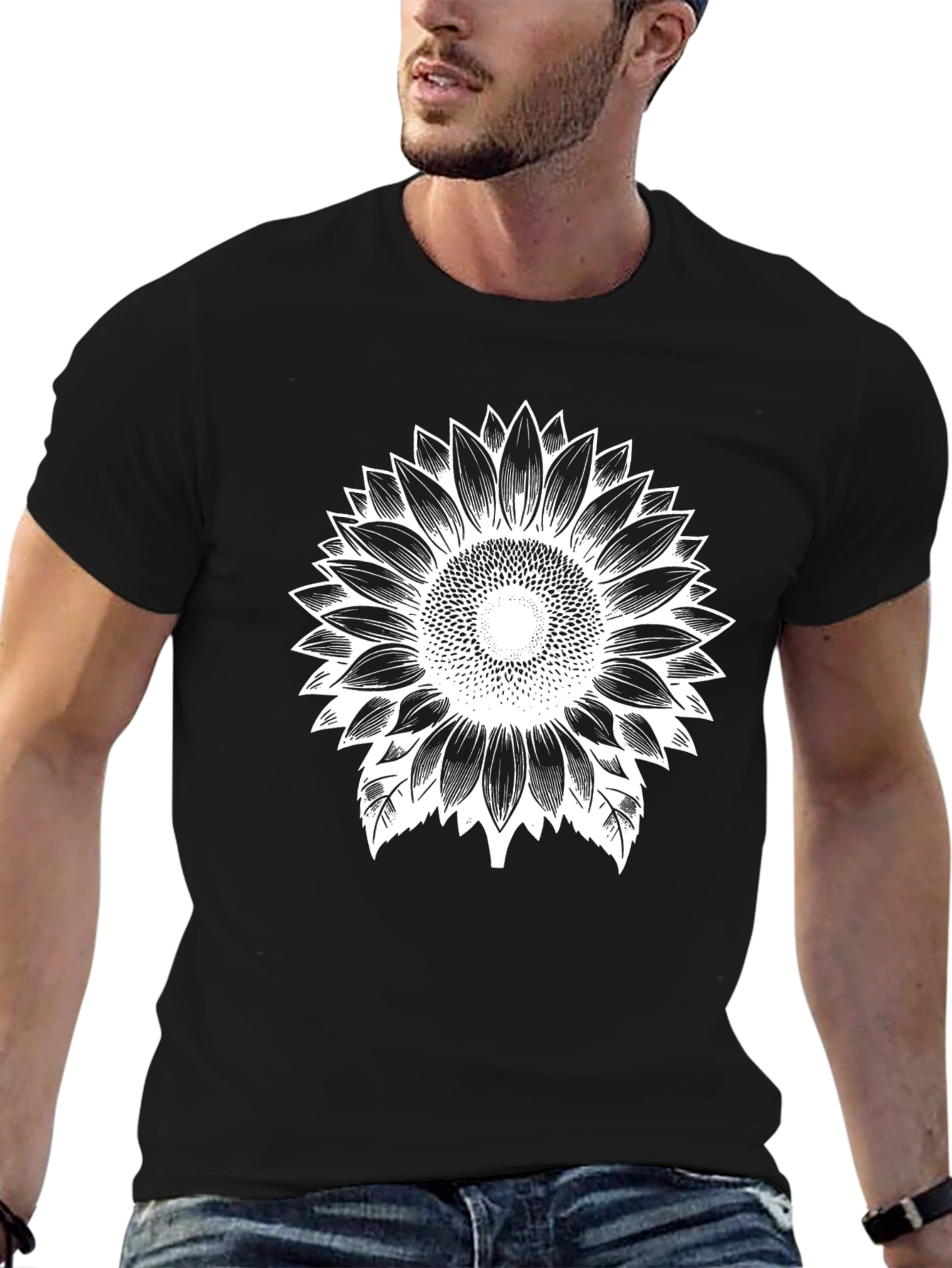 Sunflower Graphic Black T-Shirt
