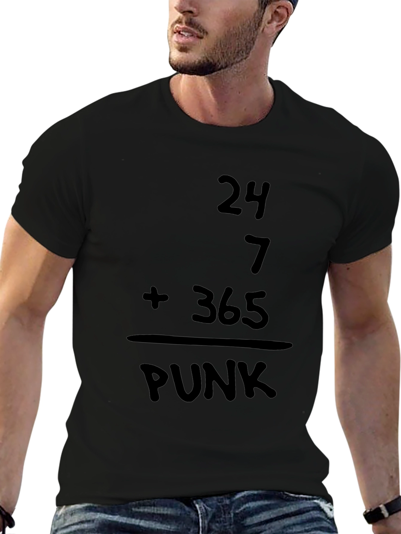 24/7 Punk Graphic T-Shirt - Black Casual Tee