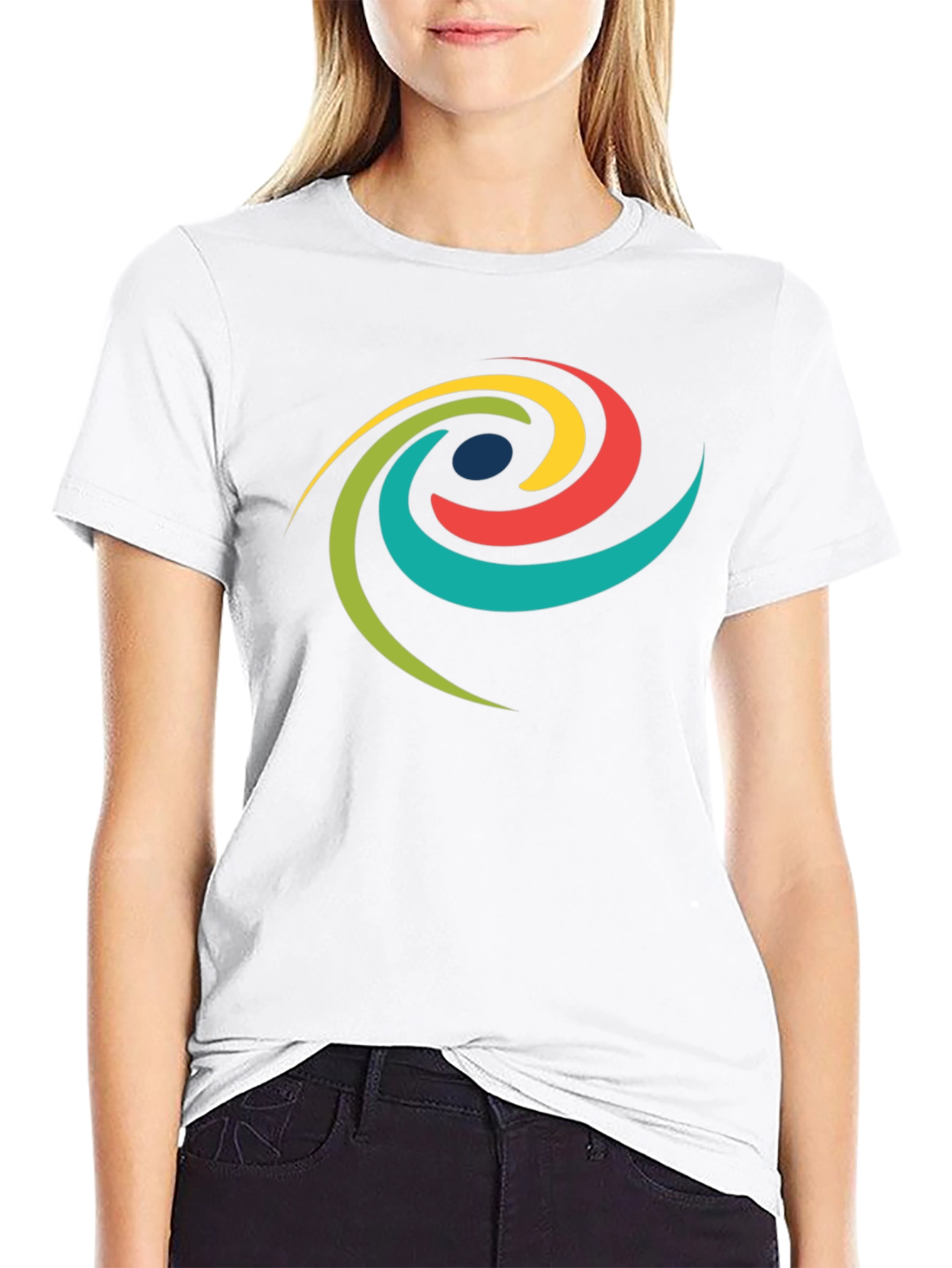 Modern Swirl Graphic Tee - Black Cotton T-Shirt