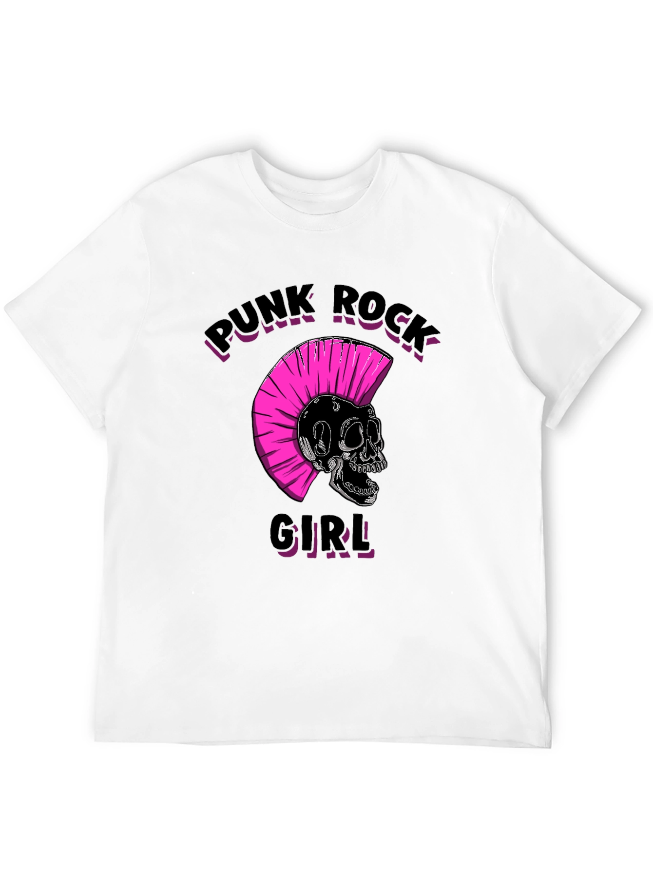Punk Rock Girl Graphic Tee - Black Unisex T-Shirt