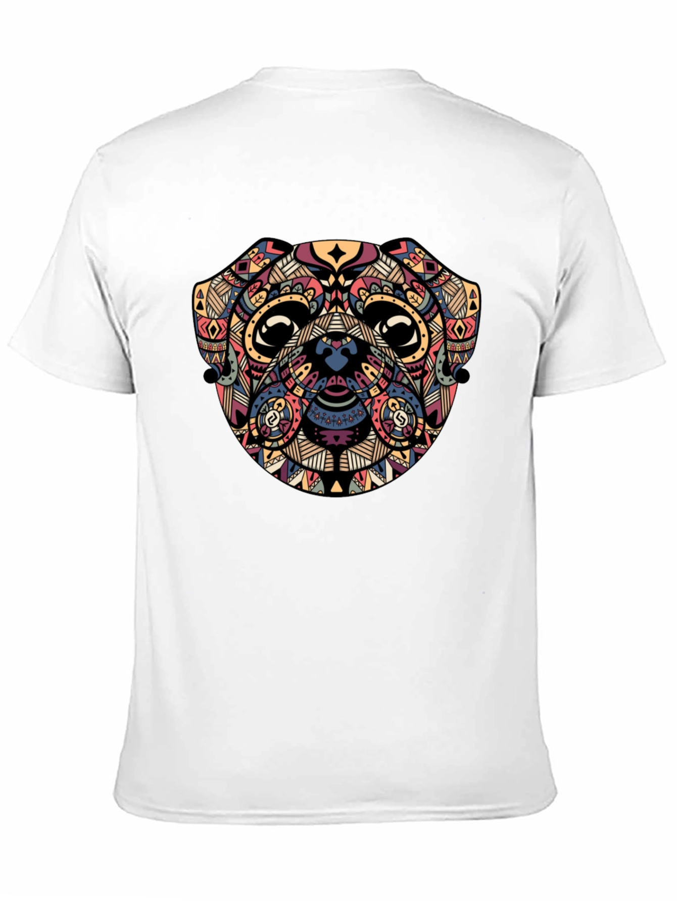 Geometric Pug Graphic Black T-Shirt