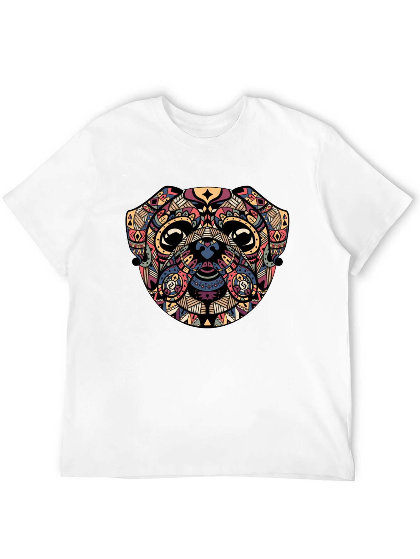 Geometric Pug Graphic Black T-Shirt