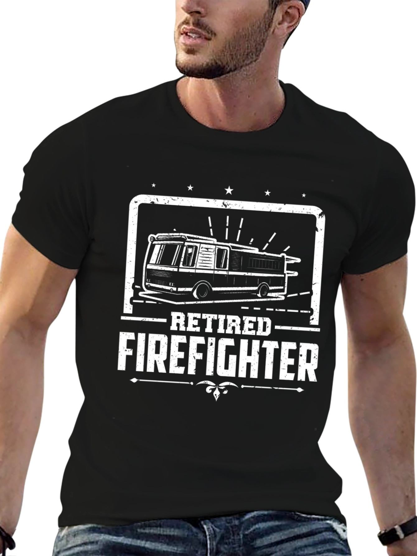 Retired Firefighter Graphic Tee - Black