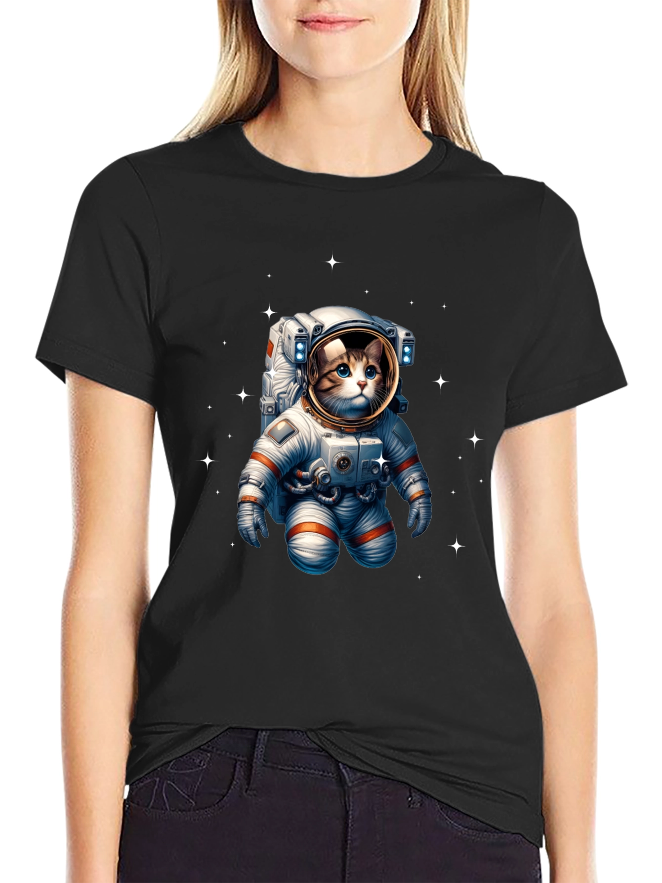 Astronaut Cat Graphic Tee - Space Kitty T-Shirt