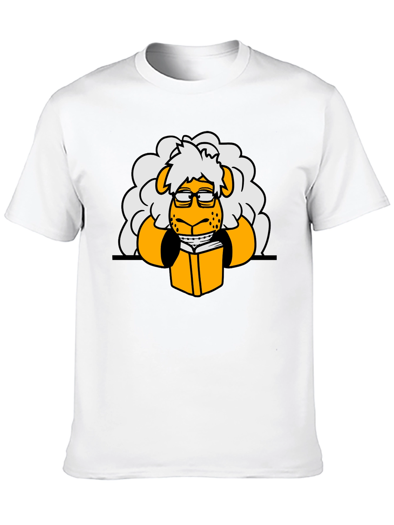 Nerdy Sheep Reading Book Graphic T-Shirt