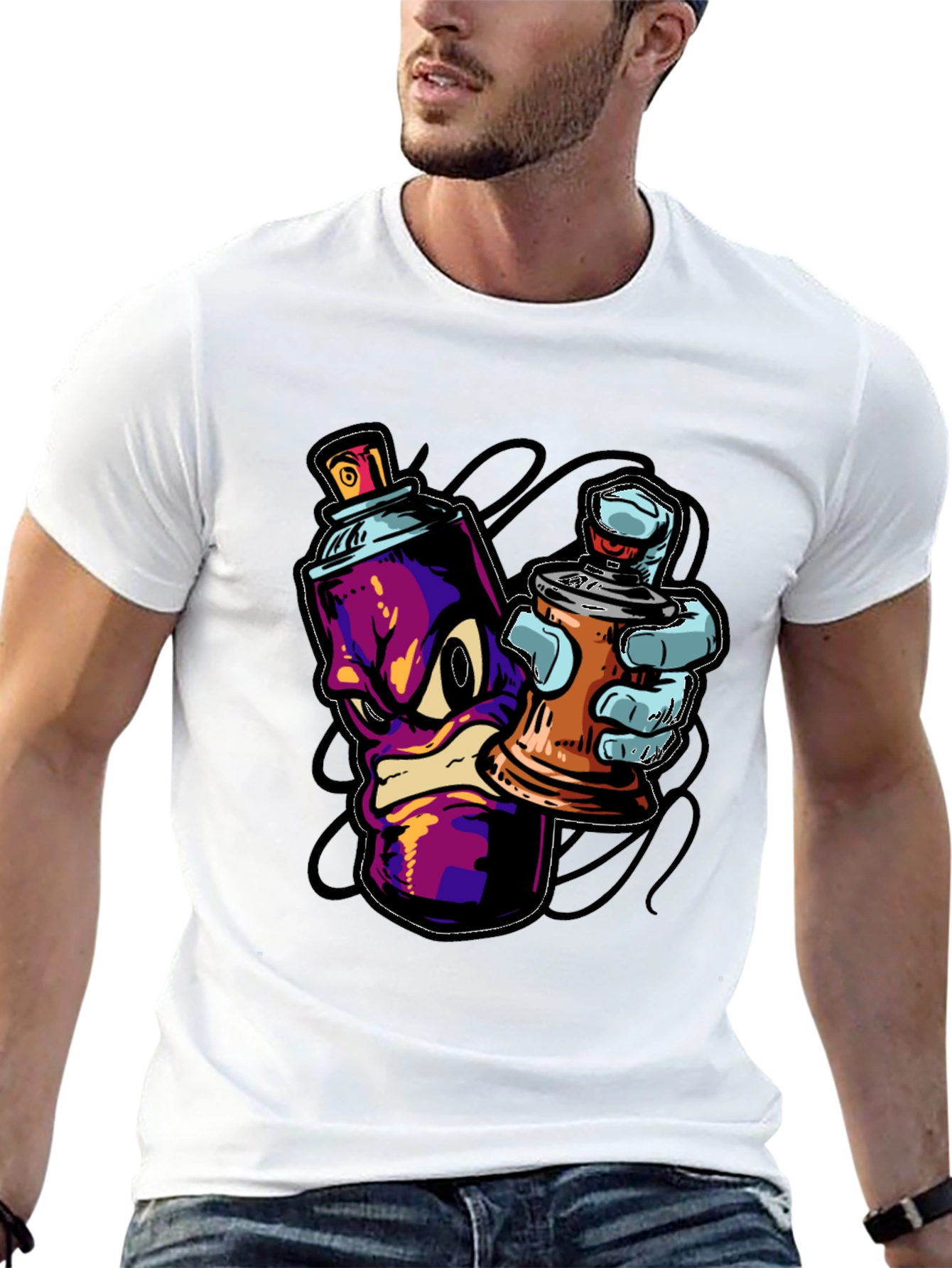 Cool Graffiti Art Spray Paint Cartoon T-Shirt