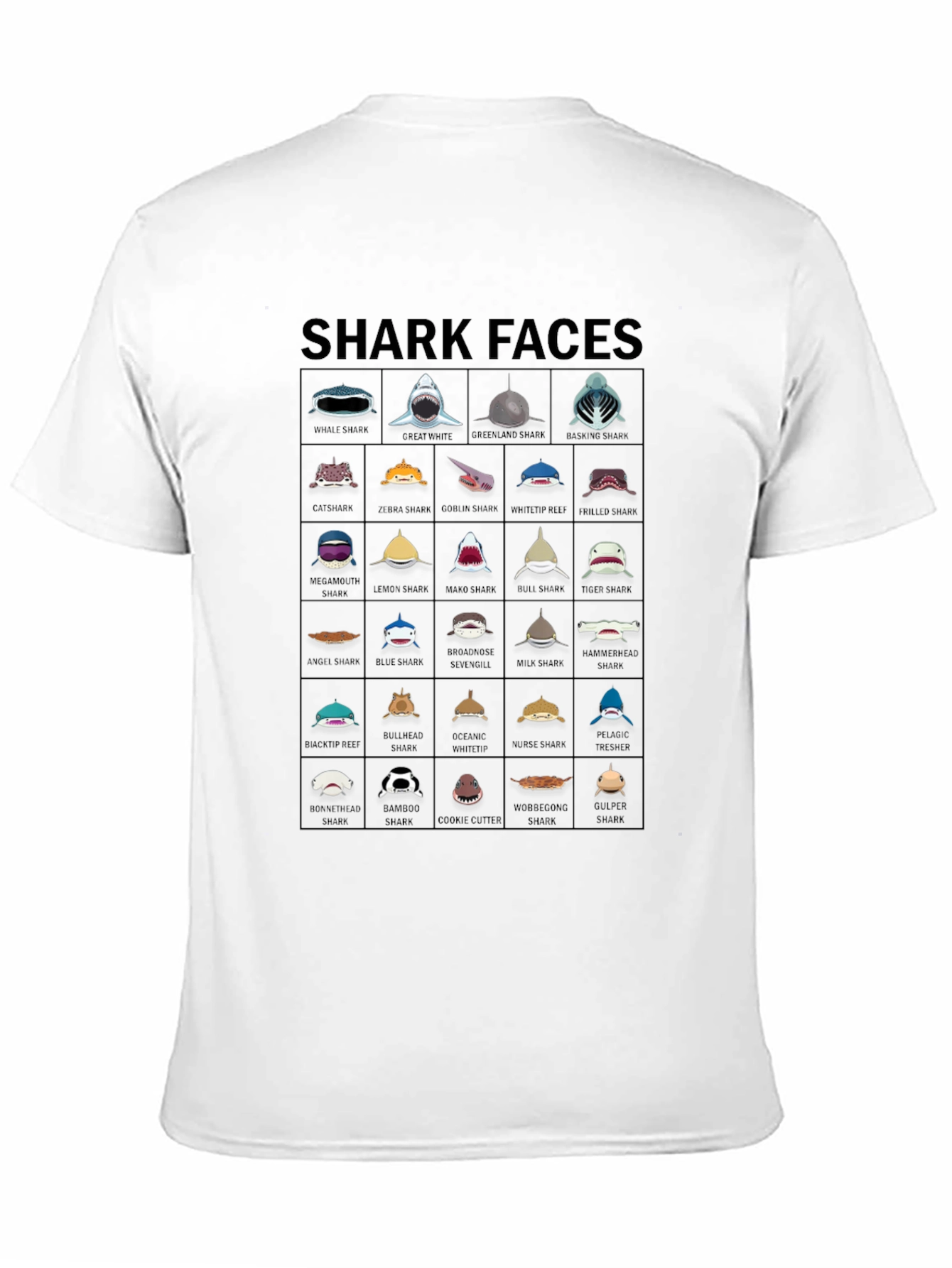 Shark Faces Graphic T-Shirt - Unique Shark Species Design