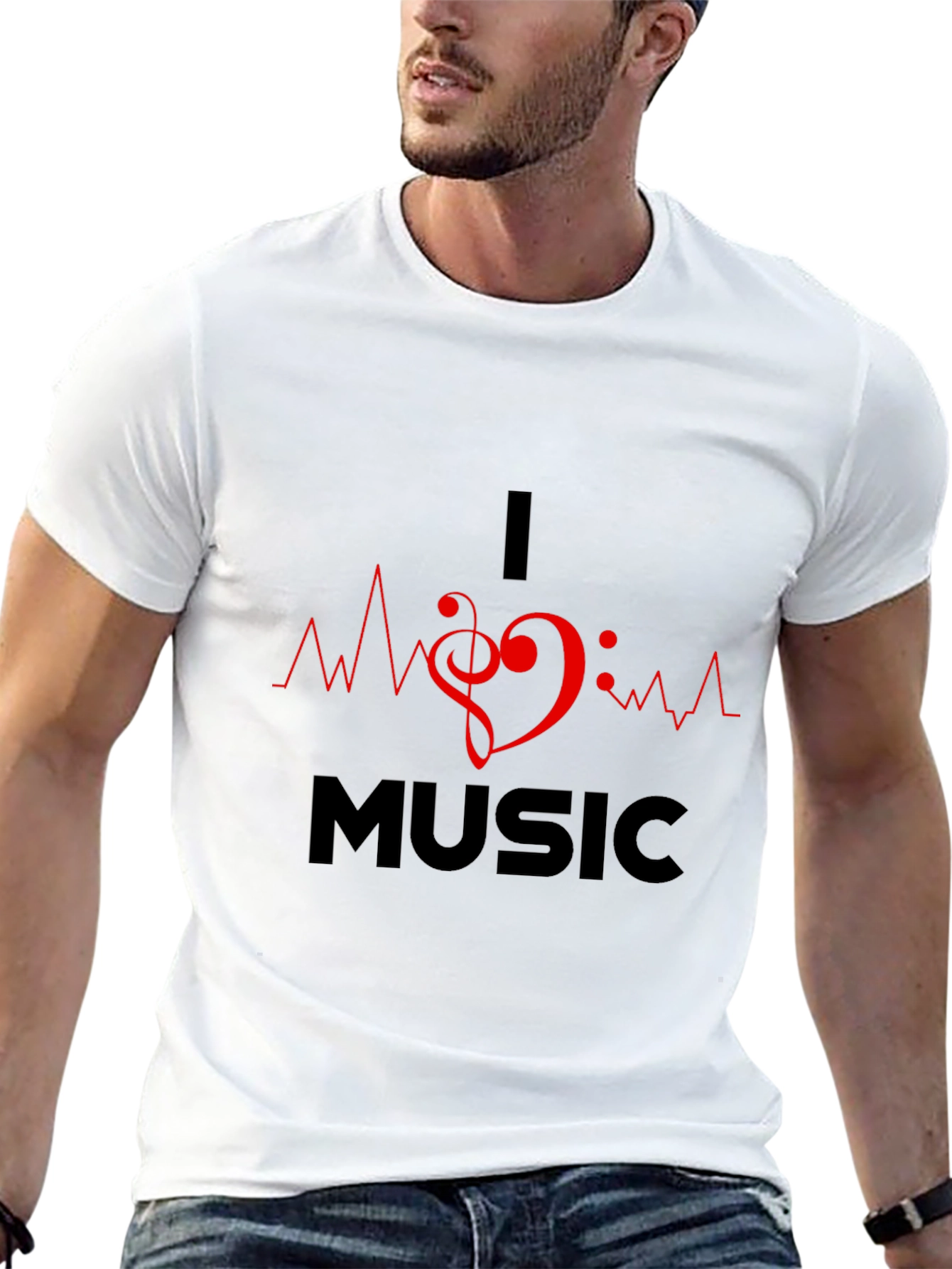 I Heart Music Graphic Black T-Shirt