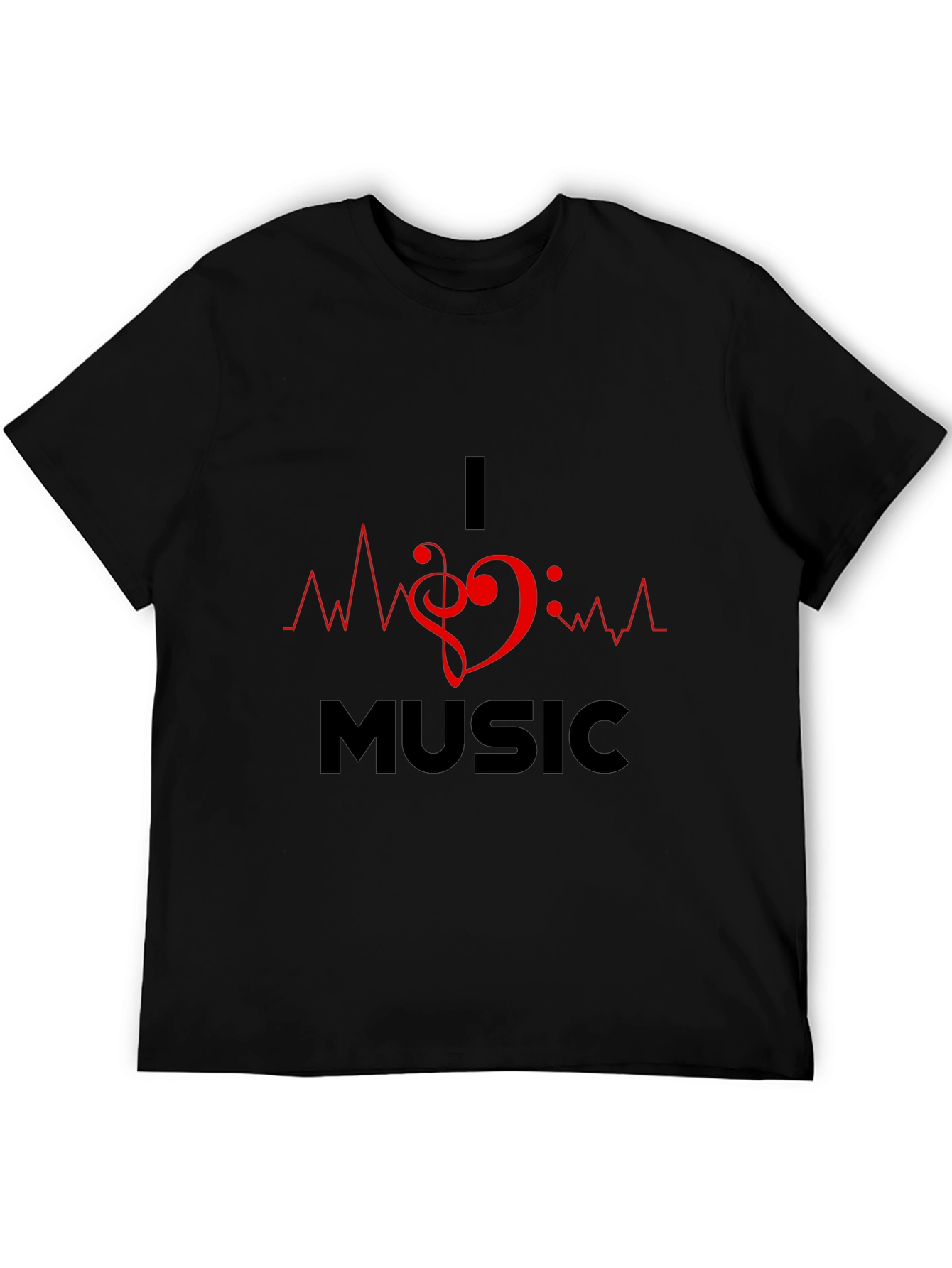 I Heart Music Graphic Black T-Shirt