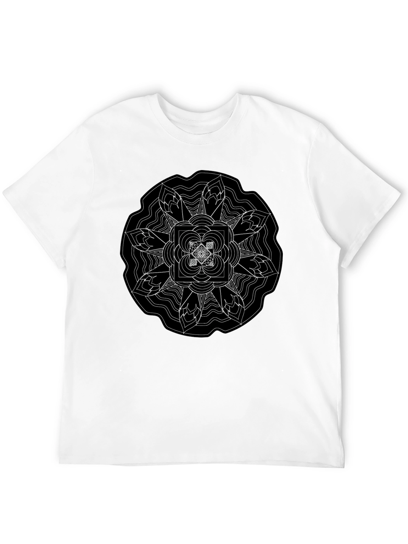 Geometric Mandala Graphic Black T-Shirt