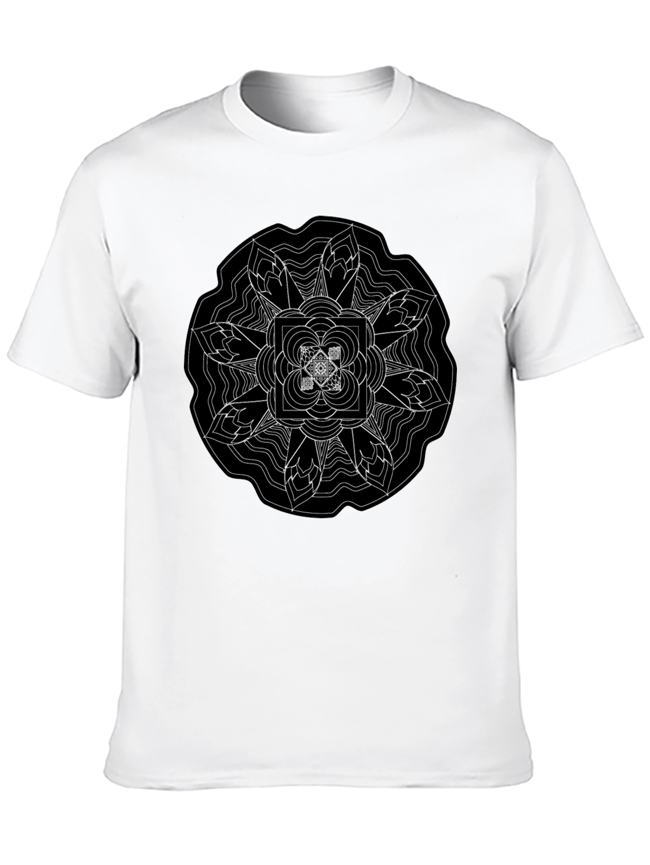 Geometric Mandala Graphic Black T-Shirt