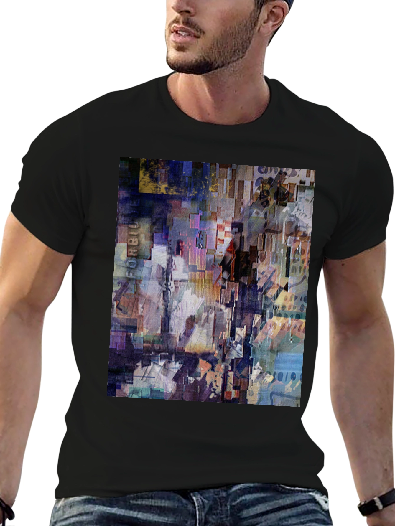 Abstract Art Print Black T-Shirt