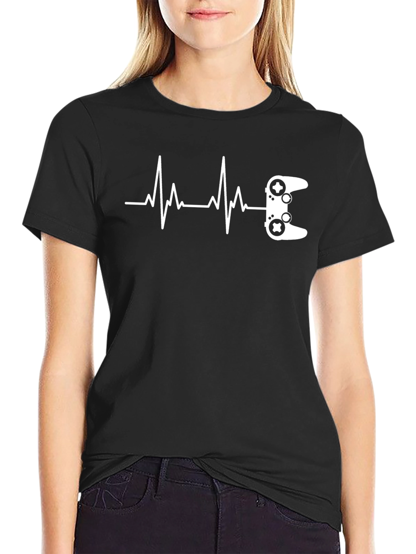 Gamer Heartbeat T-Shirt - Black Graphic Tee