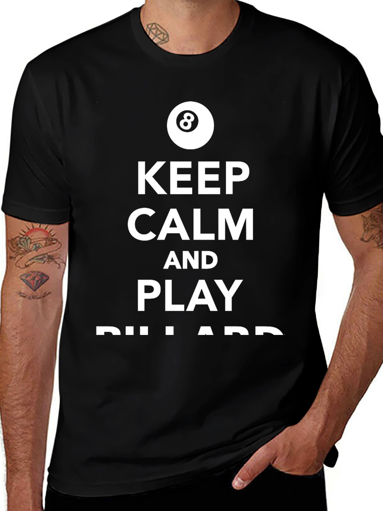 Keep Calm and Play Billiards T-Shirt - Black