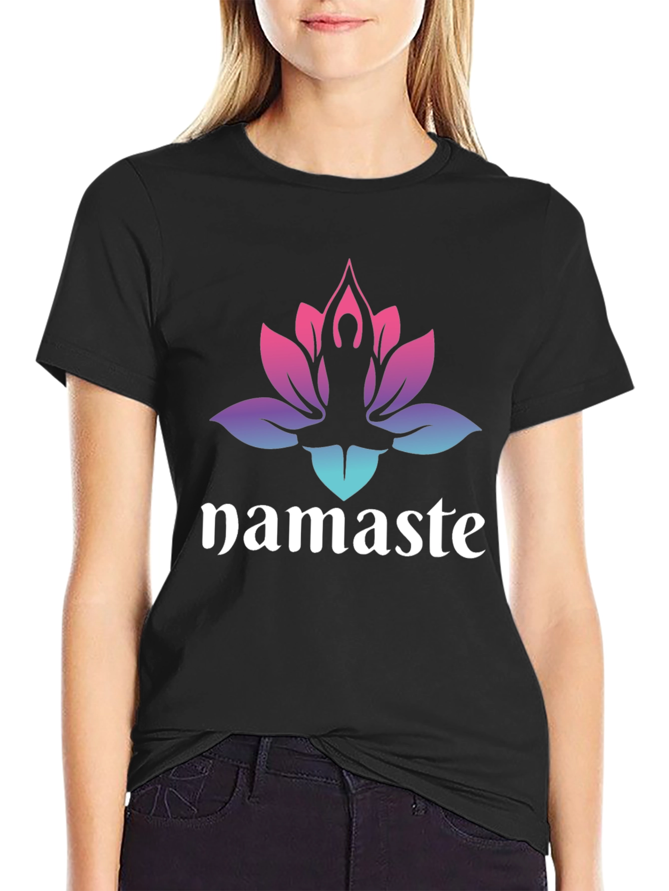 Namaste Lotus Graphic Tee - Mens Black T-Shirt