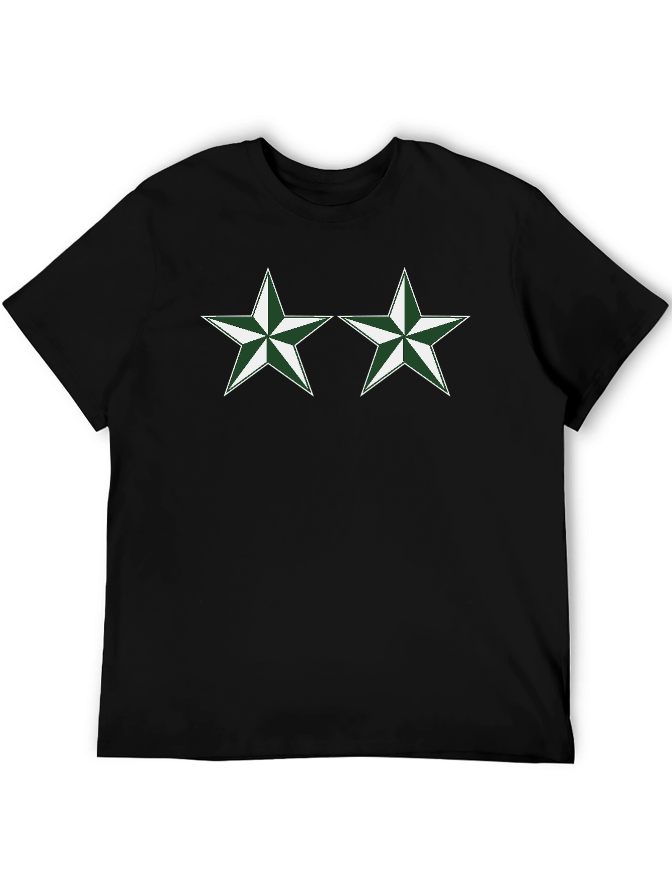 Black T-Shirt with Green Star Design