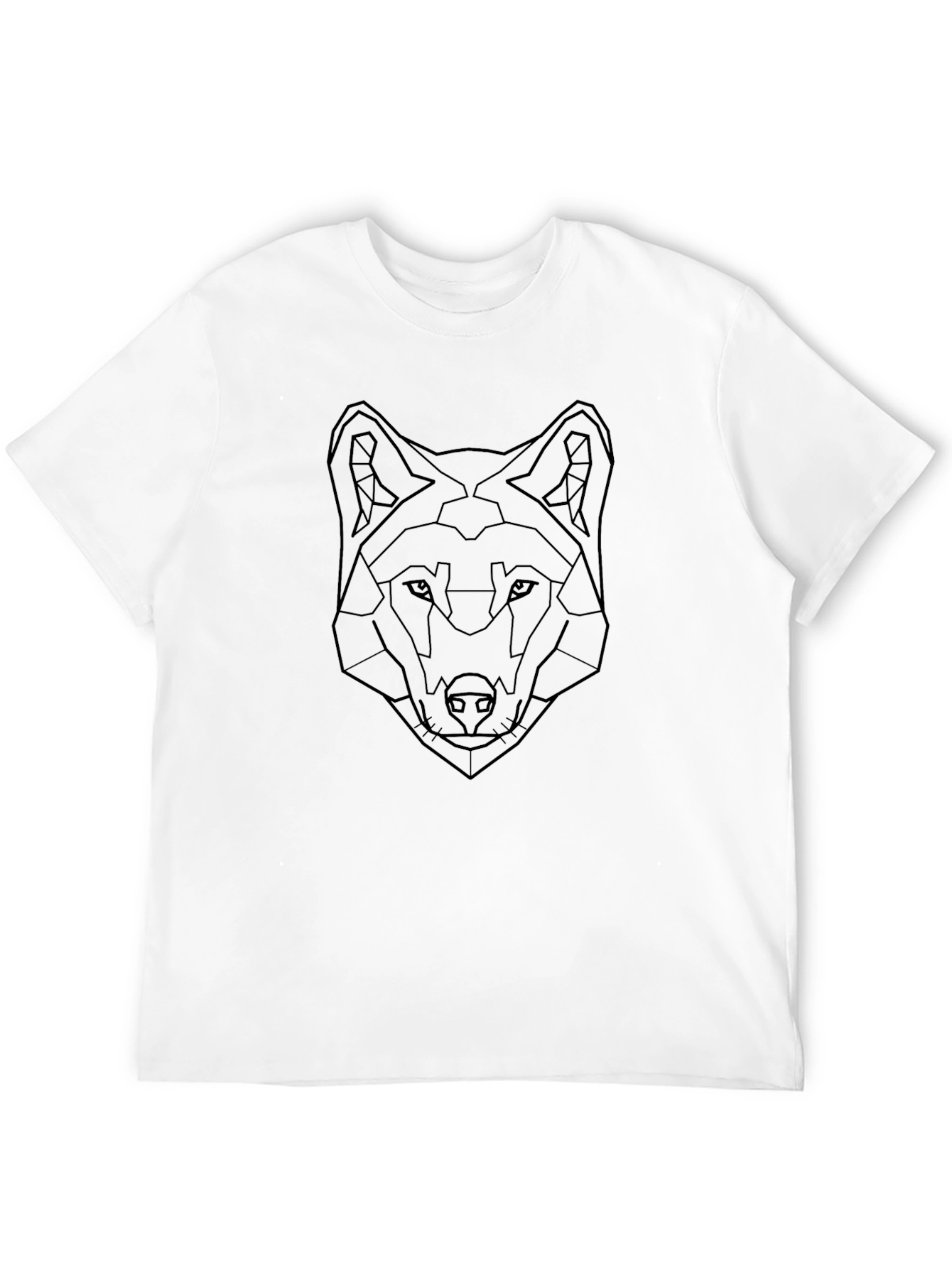 Geometric Wolf Graphic Black T-Shirt