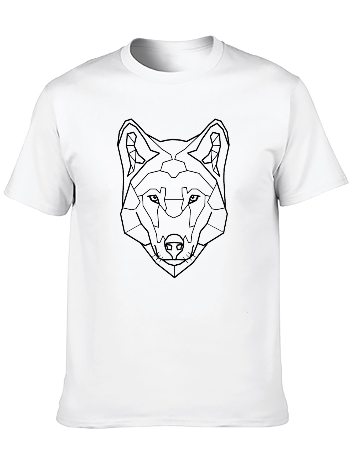 Geometric Wolf Graphic Black T-Shirt