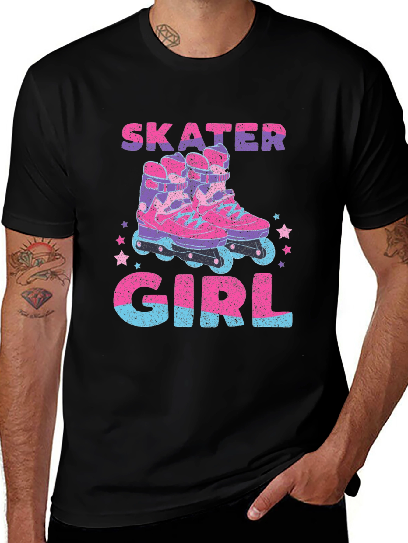 Skater Girl Graphic T-Shirt - Retro Roller Skate Design