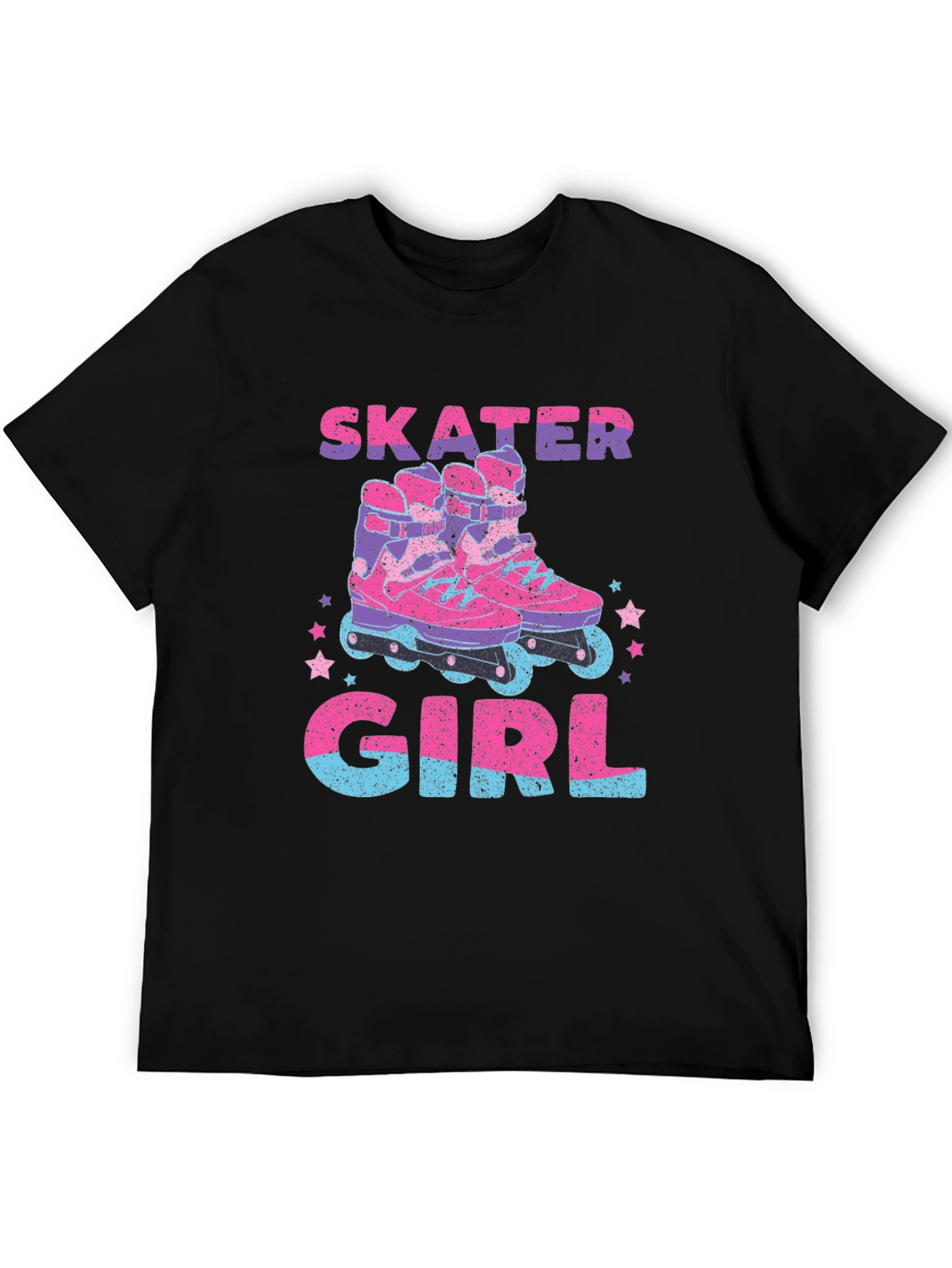Skater Girl Graphic T-Shirt - Retro Roller Skate Design