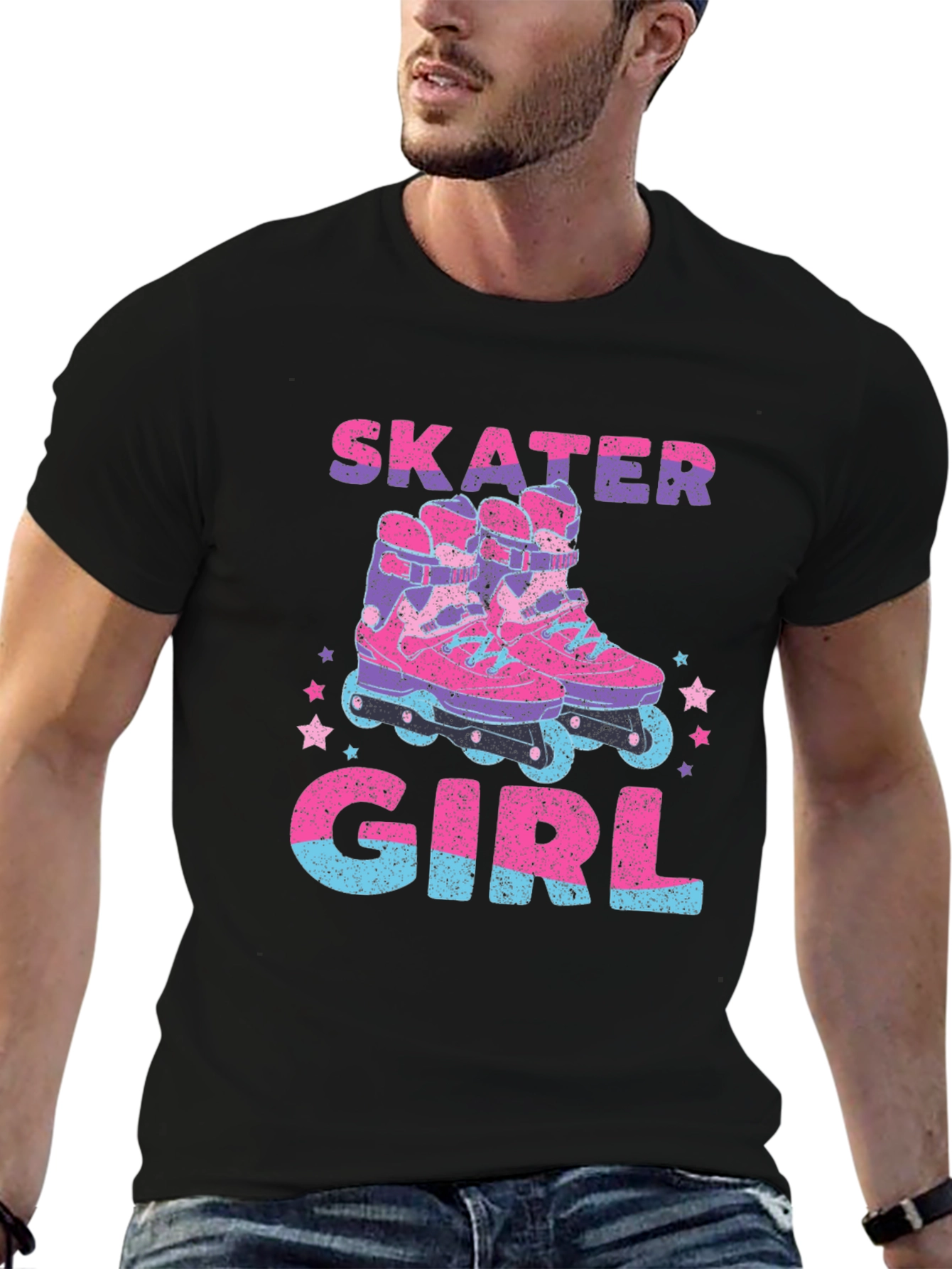 Skater Girl Graphic T-Shirt - Retro Roller Skate Design