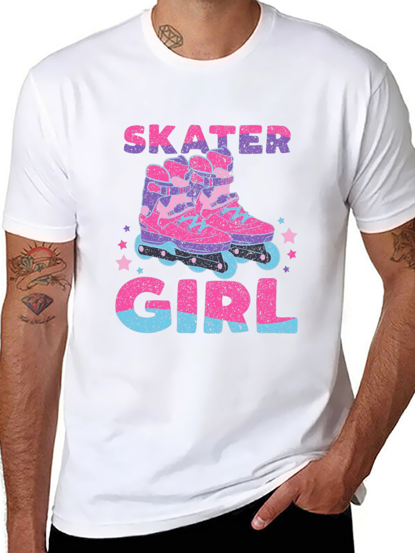 Skater Girl Graphic T-Shirt - Retro Roller Skate Design
