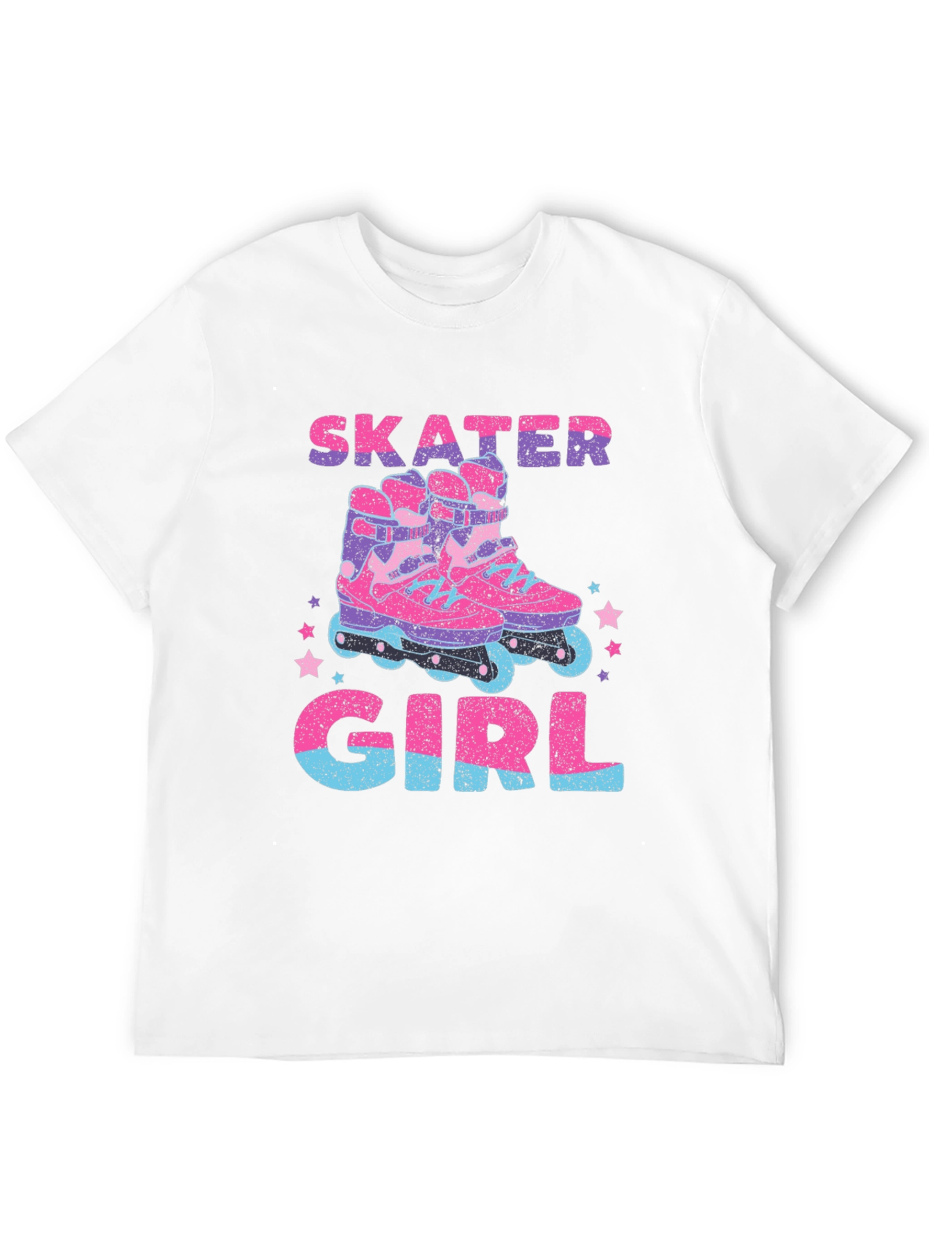 Skater Girl Graphic T-Shirt - Retro Roller Skate Design