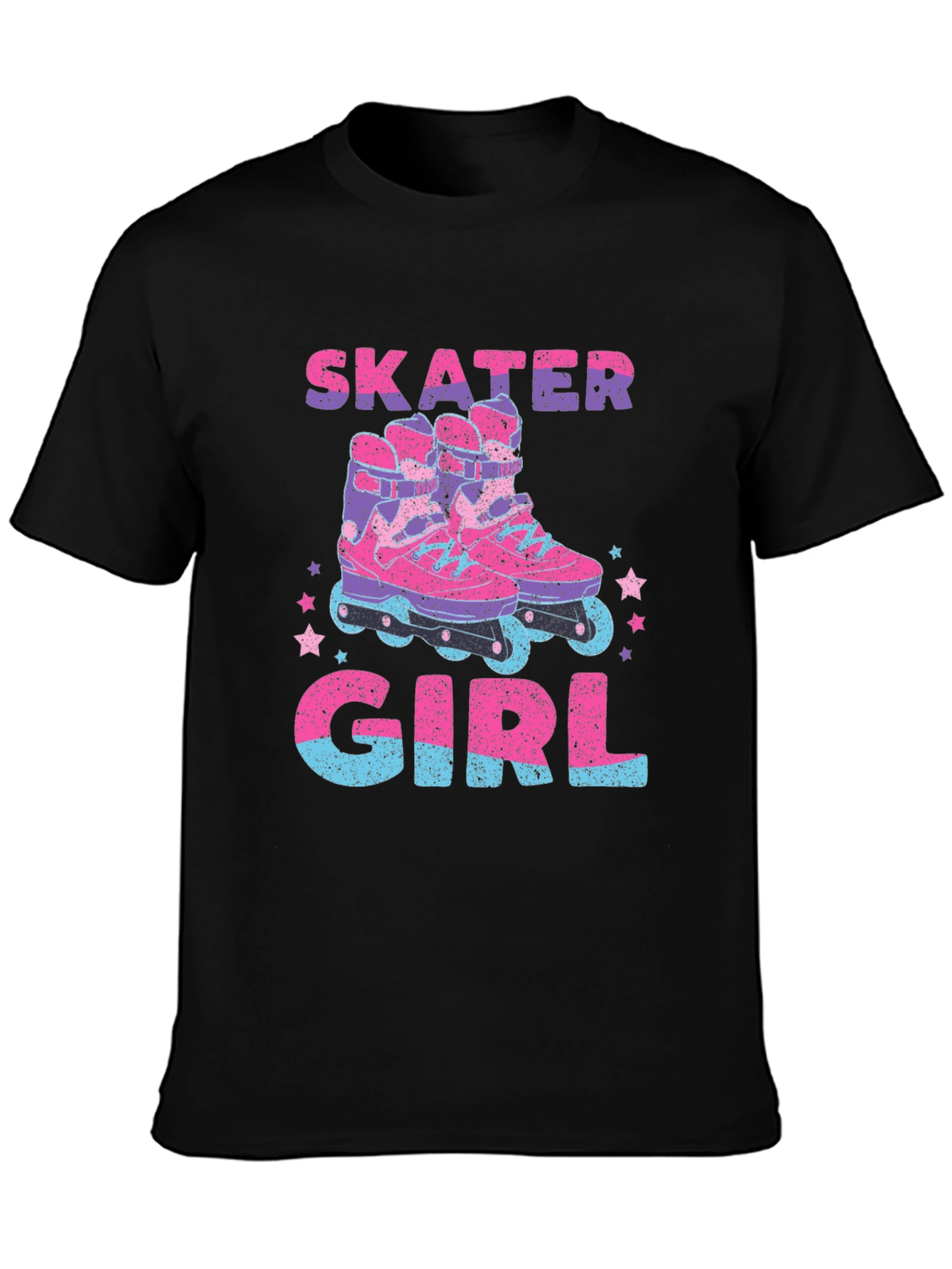 Skater Girl Graphic T-Shirt - Retro Roller Skate Design