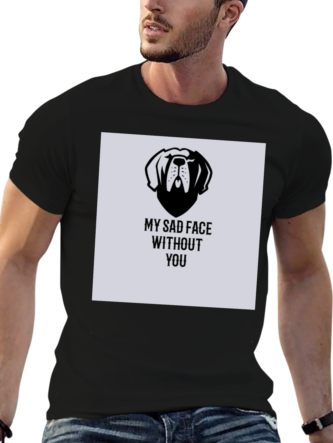 Sad Dog Graphic T-Shirt - Black
