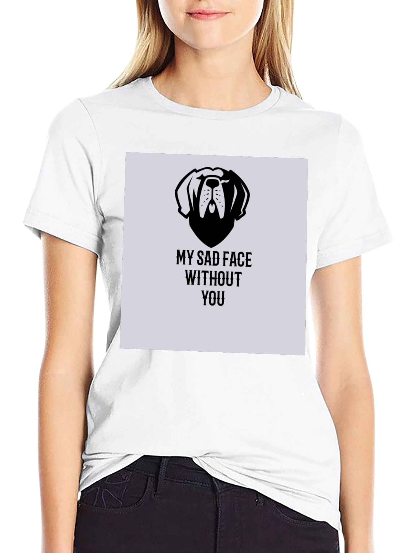 Sad Dog Graphic T-Shirt - Black