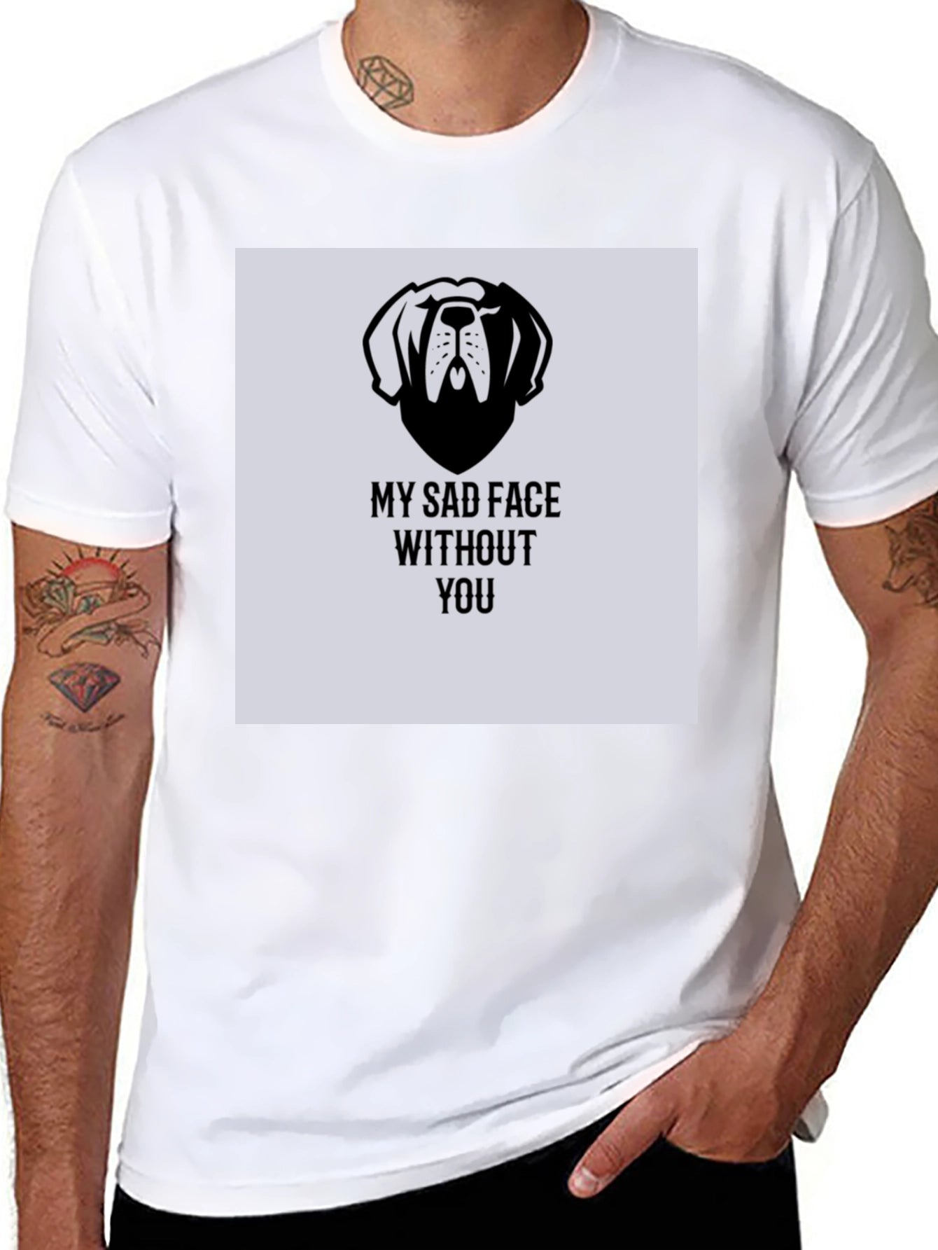 Sad Dog Graphic T-Shirt - Black