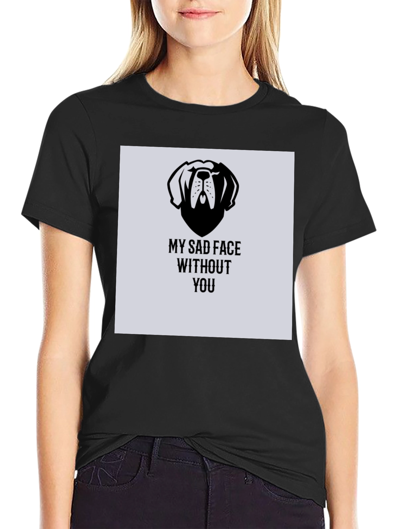 Sad Dog Graphic T-Shirt - Black