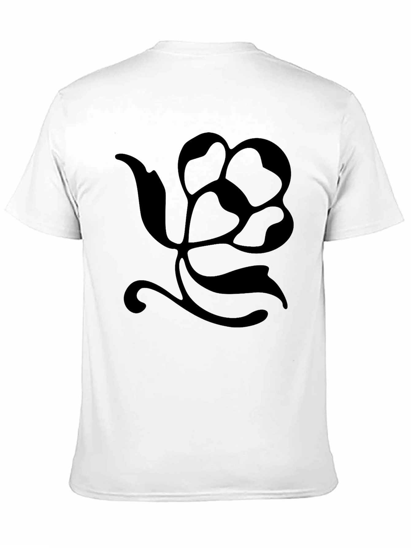 Black T-Shirt with Floral Silhouette Design
