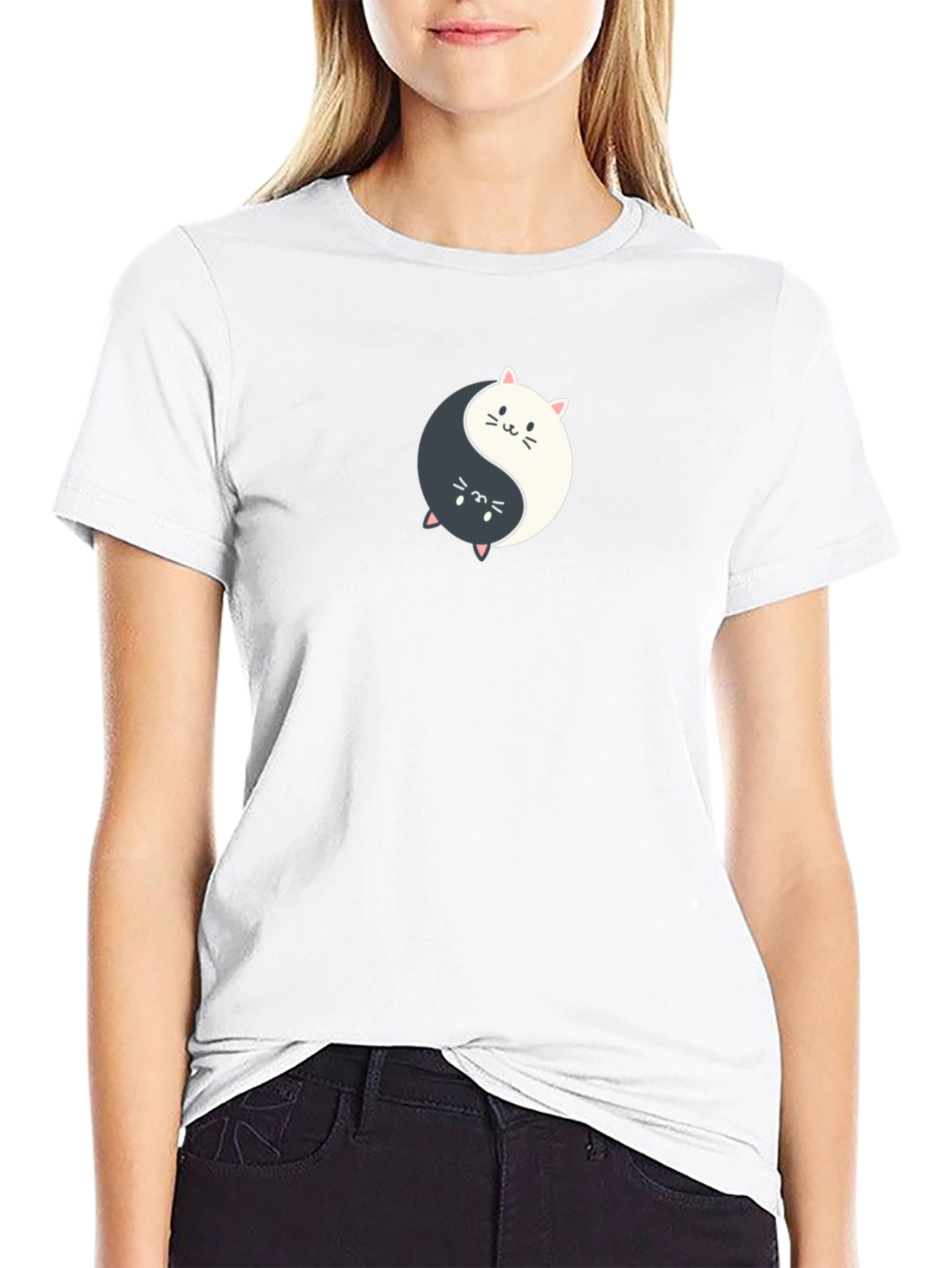 Yin Yang Cats Graphic Tee - Balance & Style!