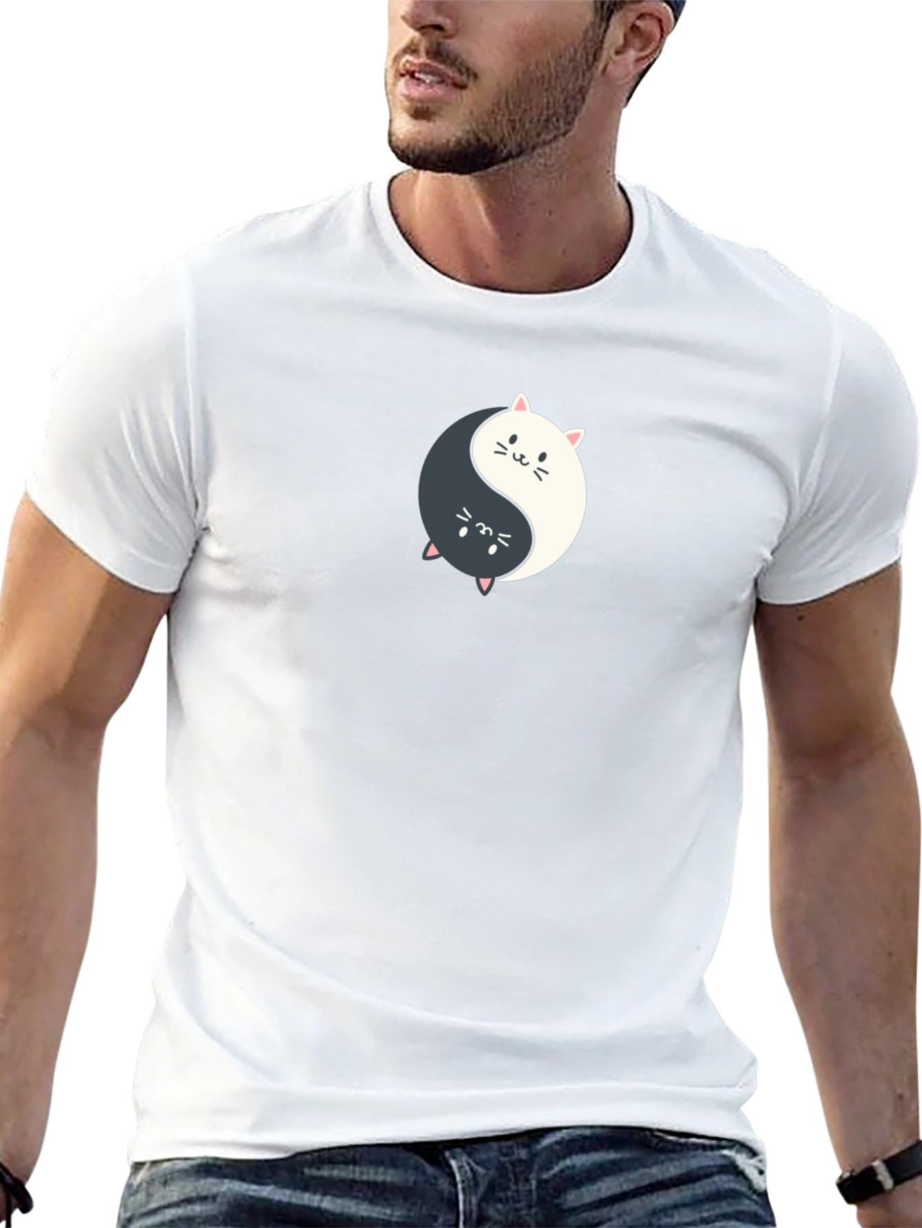 Yin Yang Cats Graphic Tee - Balance & Style!