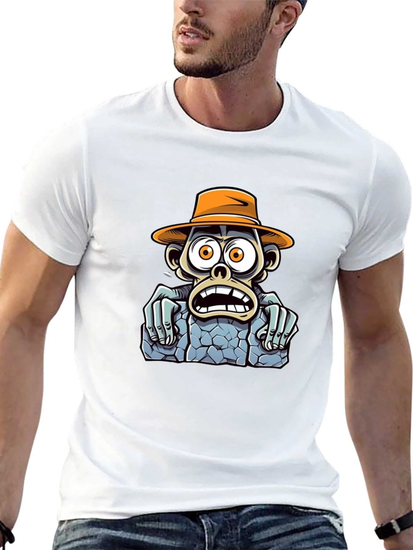 Cartoon Monkey Graphic T-Shirt