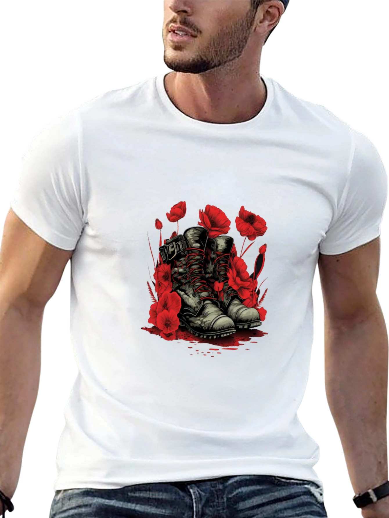 Poppy Boots Graphic Tee - Stylish Floral Design