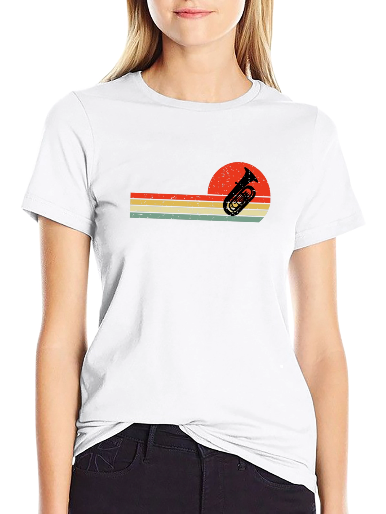 Retro Tuba Sunset Graphic Tee - Musician T-Shirt