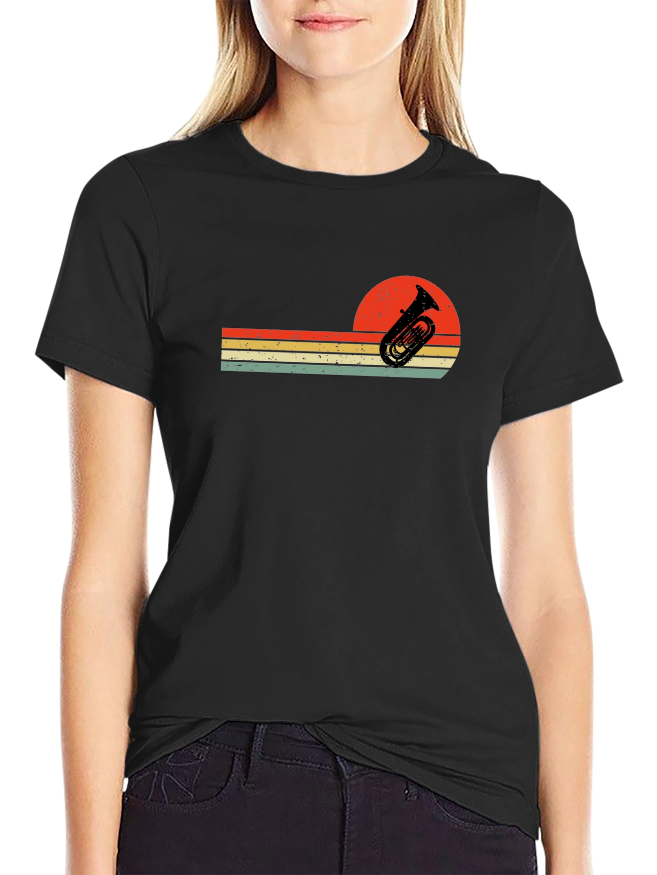 Retro Tuba Sunset Graphic Tee - Musician T-Shirt