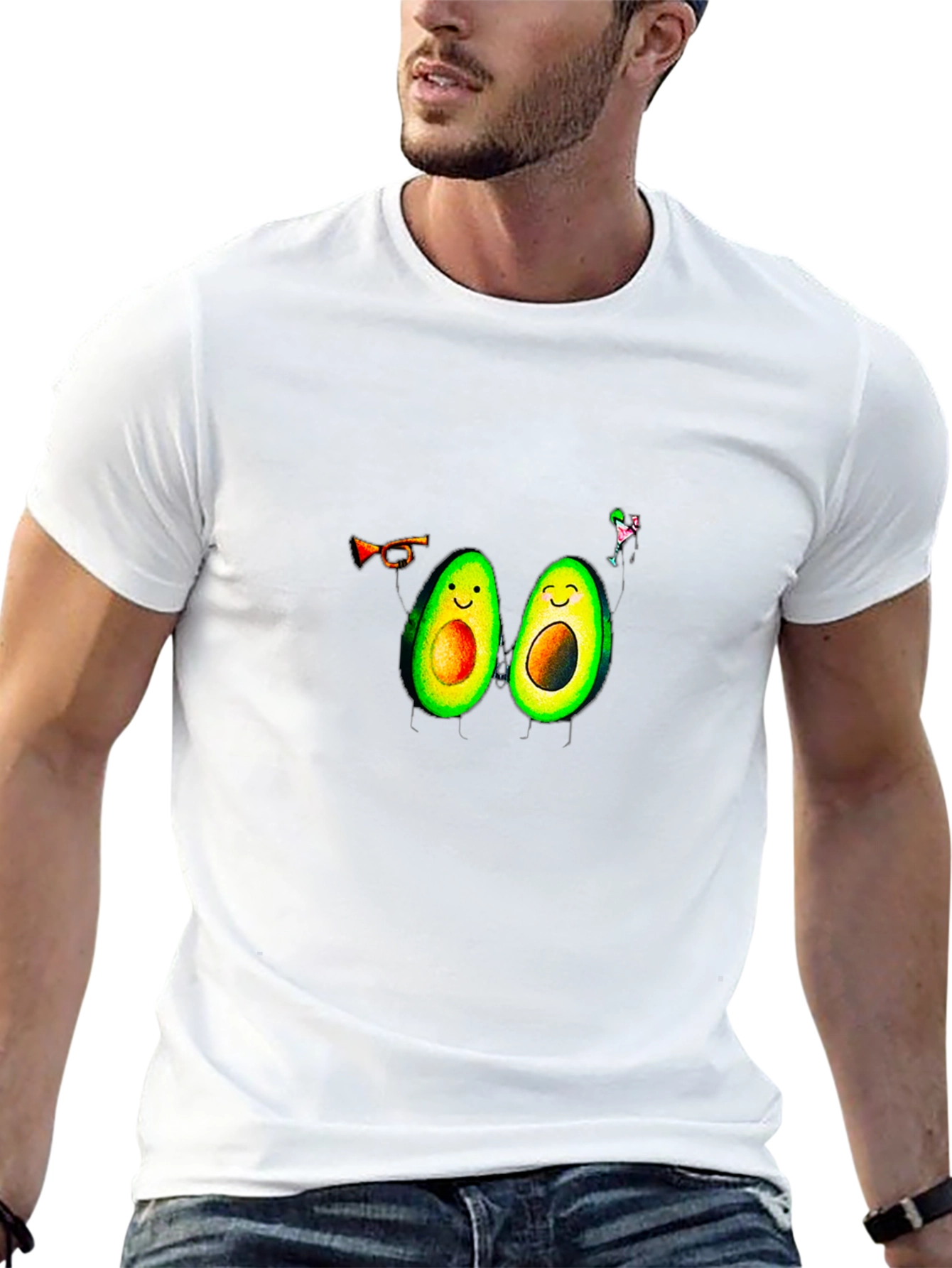 Avocado Party T-Shirt - Black Crew Neck