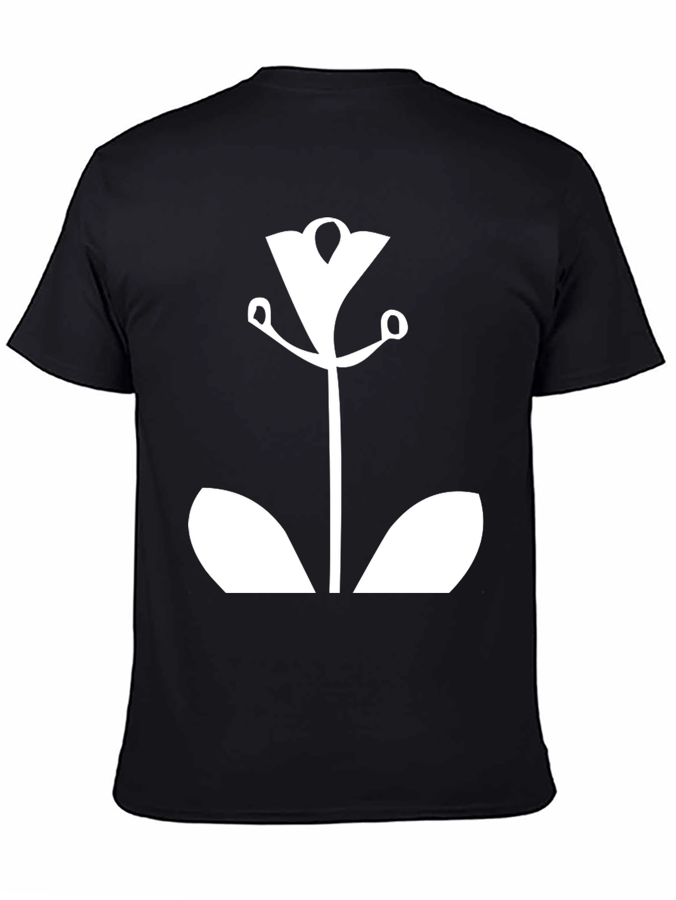 Modern Floral Graphic Tee - Black Cotton