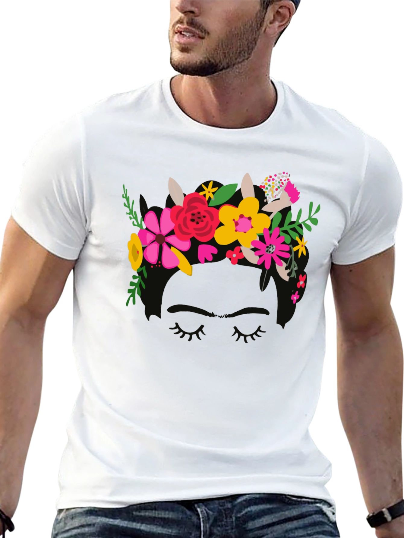 Floral Crown Graphic Black Tee