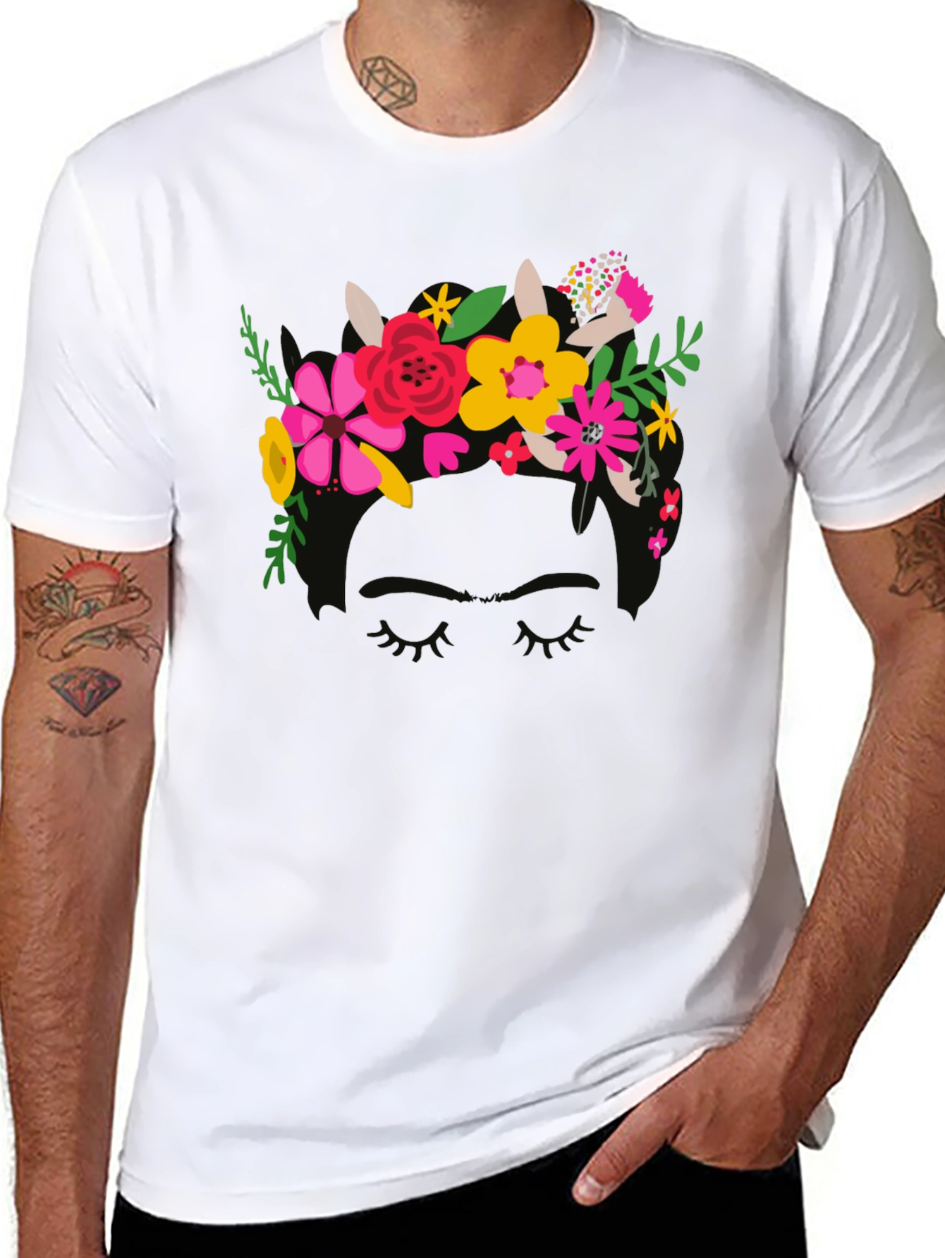 Floral Crown Graphic Black Tee