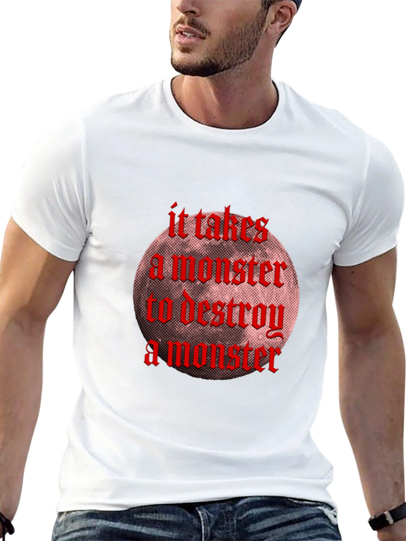 Monster Destroy Graphic Black T-Shirt